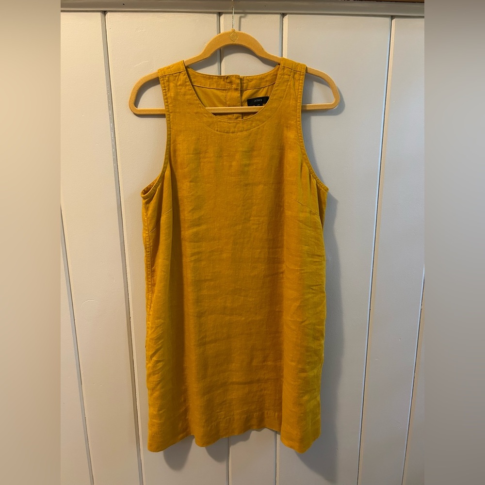 J. Crew Gold Sheath Midi Dress Crew Neck Sleeveless